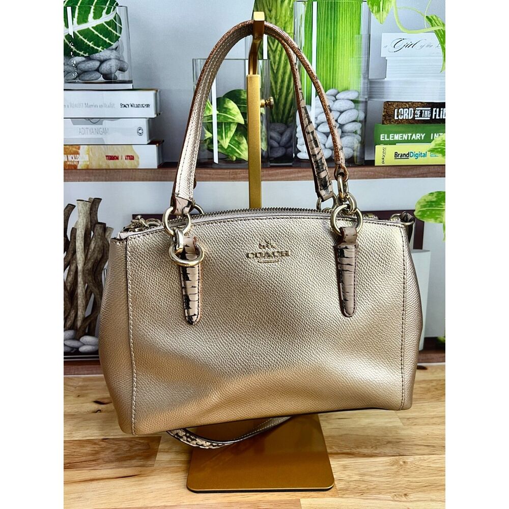 Coach Mini Christie Carryall Metallic Gold Leather Satchel F55515